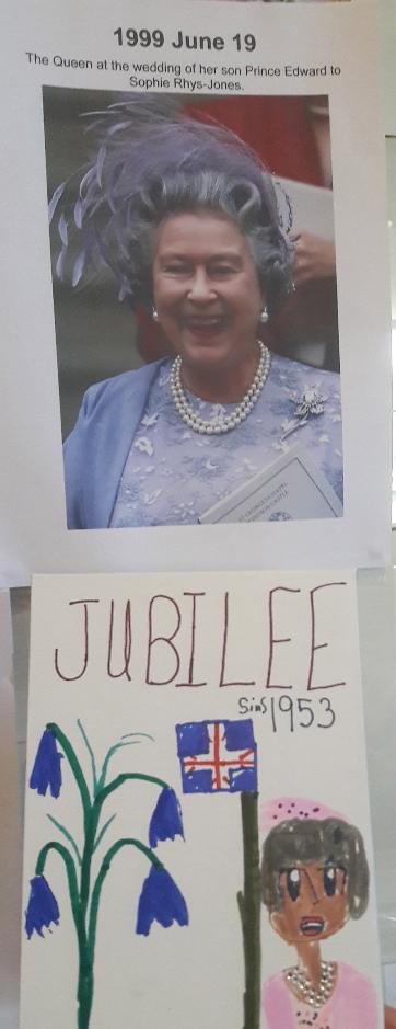 Child's book cover based on the Queen in her pearl necklace.